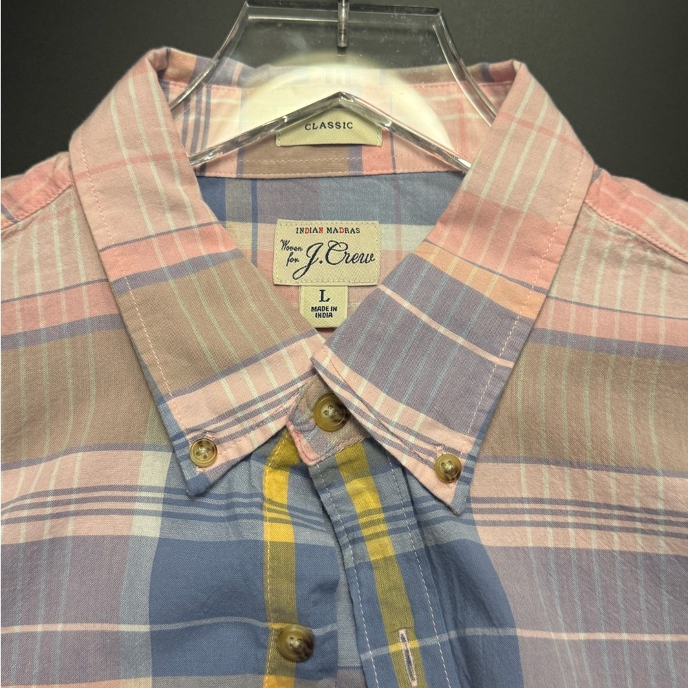 J. Crew Casual Pink and Blue Plaid Shirt - Picture 2 of 2